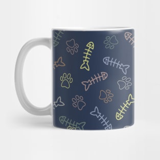 Fishbone and Paw Colorful Pattern Mug